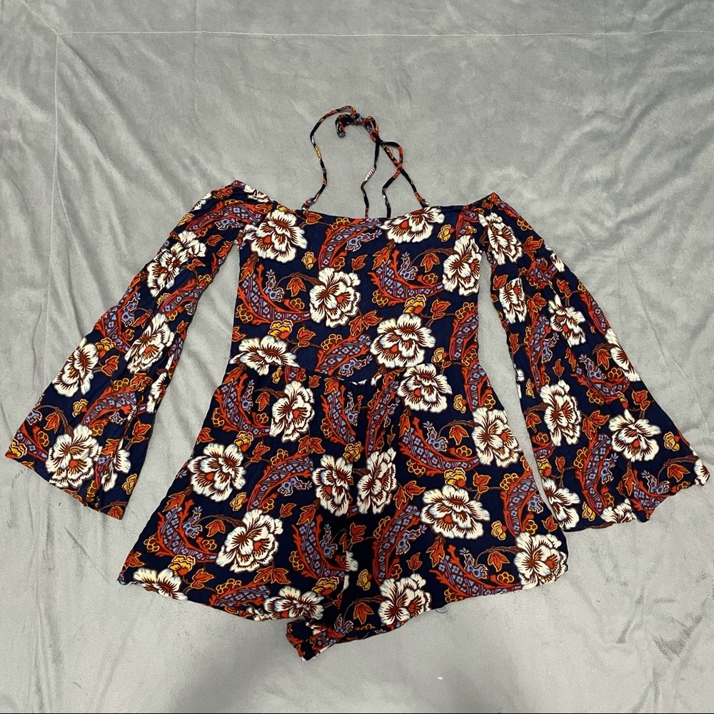 Urban Outfitters Out From Under Navy Floral Romper EUC Size S